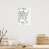 Sydney Minimalist Map (Black & White) ポスター (キッチン)