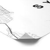 Sydney Minimalist Map (Black & White) ポスター (角)