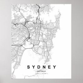 Sydney Minimalist Map (Black & White) ポスター