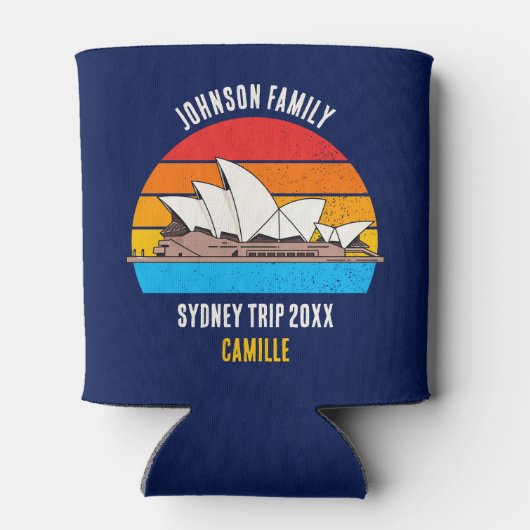 Sydney Opera House Australia Trip Custom Blue 缶クーラー (裏面)