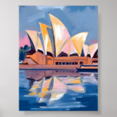Sydney Opera House Australia Watercolor ポスター (正面)
