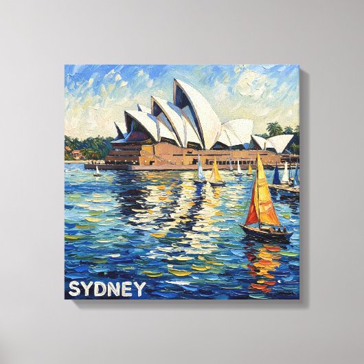 Sydney Opera House Harbor Sailing Stretched Canvas キャンバスプリント (正面)