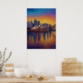 Sydney Opera House Pointillism Skyline Art ポスター (キッチン)
