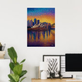 Sydney Opera House Pointillism Skyline Art ポスター (ホームオフィス)