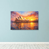 Sydney Opera House Sunset Knife Oil Painting キャンバスプリント (インサイチュ (ウッドフロア))
