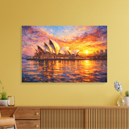 Sydney Opera House Sunset Knife Oil Painting キャンバスプリント