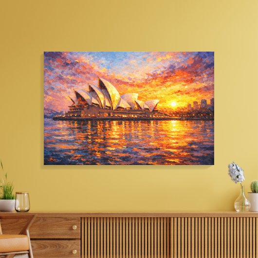 Sydney Opera House Sunset Knife Oil Painting キャンバスプリント (インサイチュ (リビング))