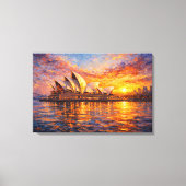 Sydney Opera House Sunset Knife Oil Painting キャンバスプリント (正面)