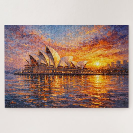 Sydney Opera House Sunset Knife Oil Painting ジグソーパズル (横)
