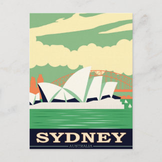 Sydney Opera House Vintage Poster, Your Message ポストカード