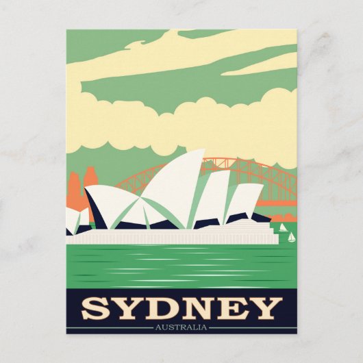 Sydney Opera House Vintage Poster, Your Message ポストカード (正面)