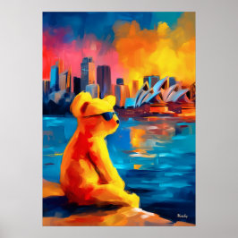 Sydney Teddy Golden Harbor Skyline Print ポスター
