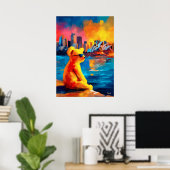 Sydney Teddy Golden Harbor Skyline Print ポスター (ホームオフィス)