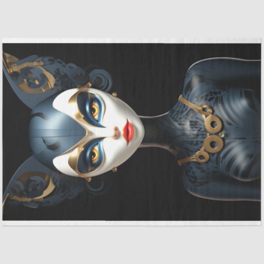 Syhinxブラック金ゴールド猫アールデコの分離 薄葉紙 (正面)