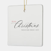 Sylish Handwritten Christmas Family Photo Name セラミックオーナメント (左)