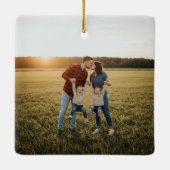 Sylish Handwritten Christmas Family Photo Name セラミックオーナメント (裏面)