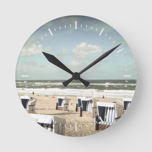 Sylt Strand ラウンド壁時計 (正面)