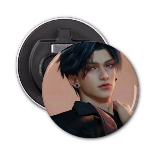 Sylusラブ&深い宇宙ピン – かわいいSFアニメ 栓抜き (正面)