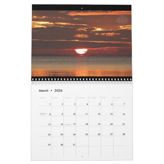 Sylvan Beach Sunsets Calendar カレンダー (3月 2026)