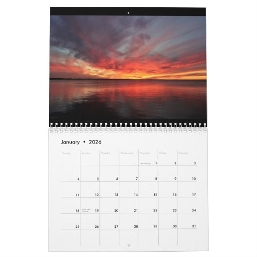 Sylvan Beach Sunsets Calendar カレンダー (1月 2026)
