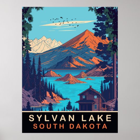 Sylvan Lake, South Dakota,ヴィンテージ・トラベル ポスター (正面)