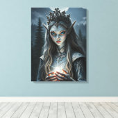 Sylvarae Nightwhisper Enchanted Elf Sorceress  キャンバスプリント (インサイチュ (ウッドフロア))