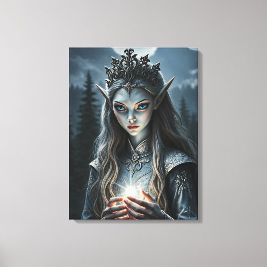 Sylvarae Nightwhisper Enchanted Elf Sorceress  キャンバスプリント (正面)