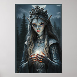 Sylvarae Nightwhisper Mystic Elf Fantasy Art Print ポスター