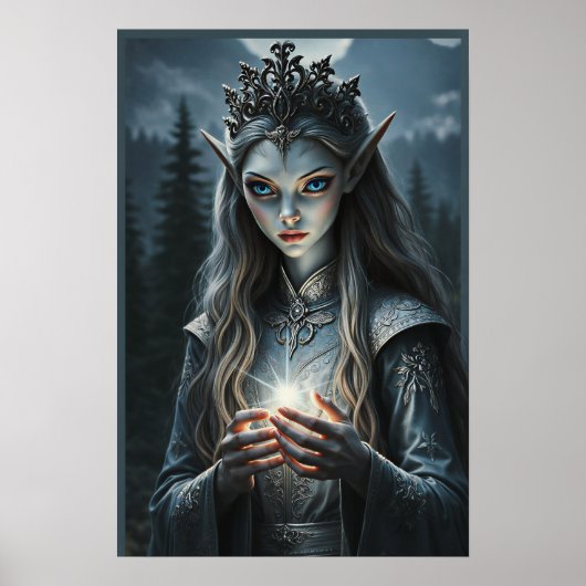 Sylvarae Nightwhisper Mystic Elf Fantasy Art Print ポスター (正面)