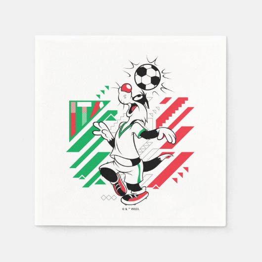 SYLVESTER™ イタリア代表サッカーデザイン スタンダードカクテルナプキン (正面)