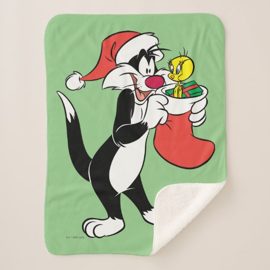 Sylvester Cat with Stocking シェルパブランケット (正面)
