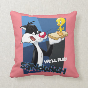 SYLVESTER™ & TWETY™「サンドイッチ遊す」 クッション