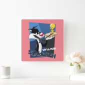 SYLVESTER™ & TWETY™「サンドイッチ遊す」 スクエア壁時計 (ホーム)