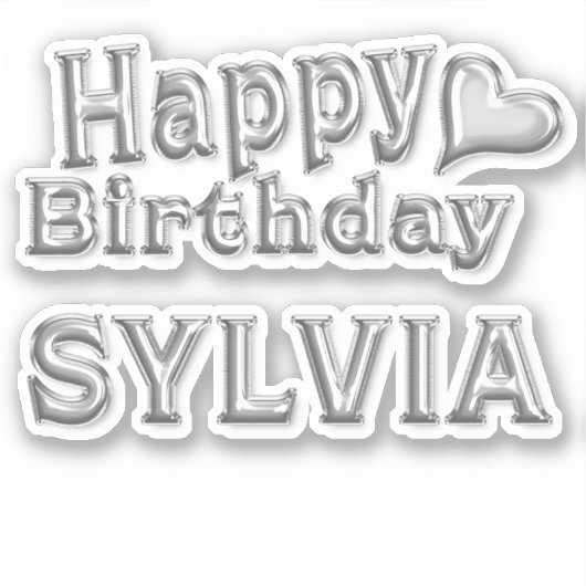 Sylvia Happy Birthday silver Aufkleber Sticker シール (正面)