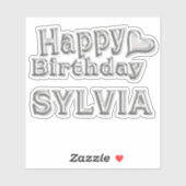 Sylvia Happy Birthday silver Aufkleber Sticker シール (シート)