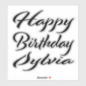 Sylvia Name Vorname black Sticker Geburtstag シール (シート)