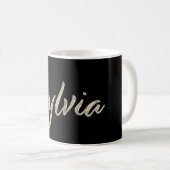 Sylvia white gold Handwriting Tasse Kaffeetasse コーヒーマグカップ (正面右)