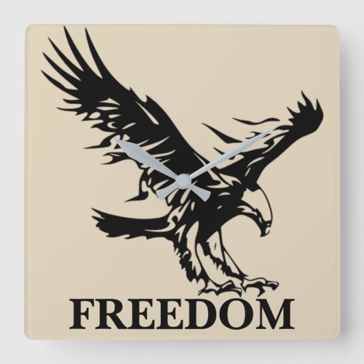 Symbol Eagle Freedom。壁パーソナライズされた時計 スクエア壁時計 (正面)