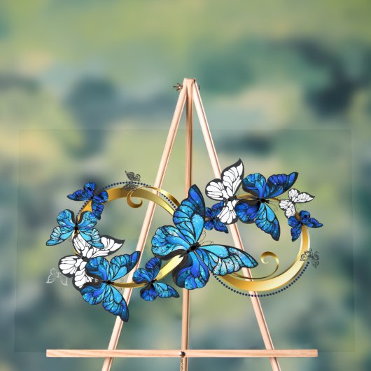 Symbol Infinity of Blue Morpho Butterflies アクリルサイン (ニュートラル)