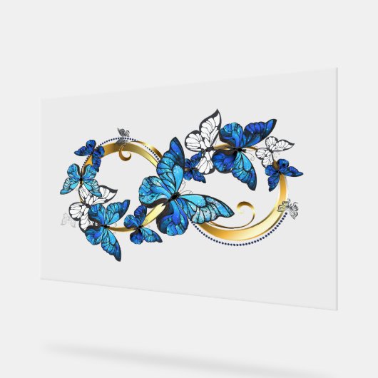 Symbol Infinity of Blue Morpho Butterflies アクリルサイン (傾斜)