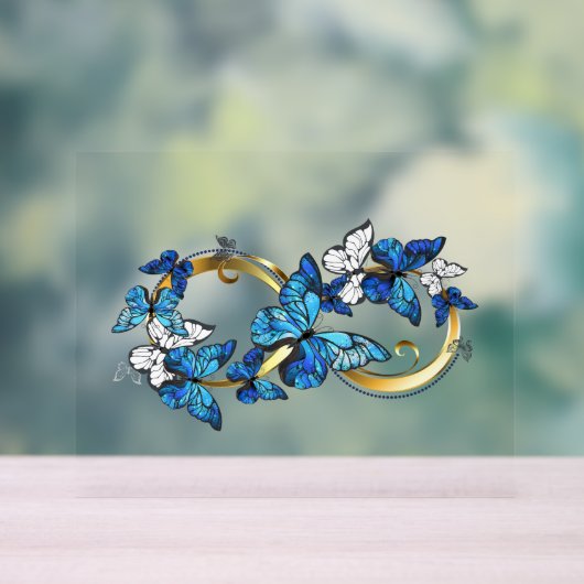 Symbol Infinity of Blue Morpho Butterflies アクリルサイン (ニュートラル)