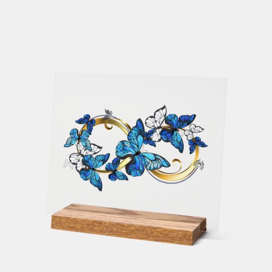 Symbol Infinity of Blue Morpho Butterflies アクリルサイン (傾斜)