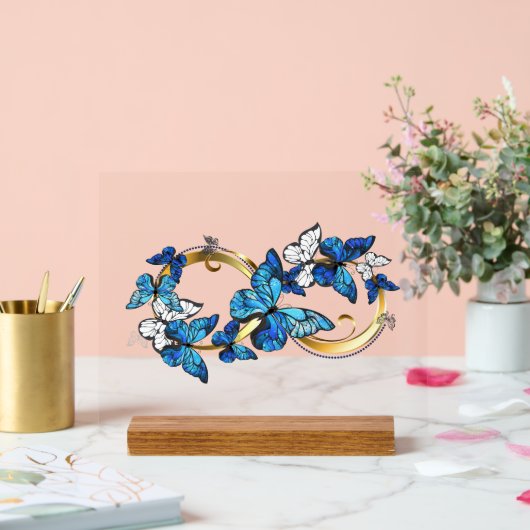 Symbol Infinity of Blue Morpho Butterflies アクリルサイン (ウェディング)