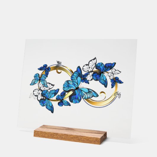 Symbol Infinity of Blue Morpho Butterflies アクリルサイン (傾斜)