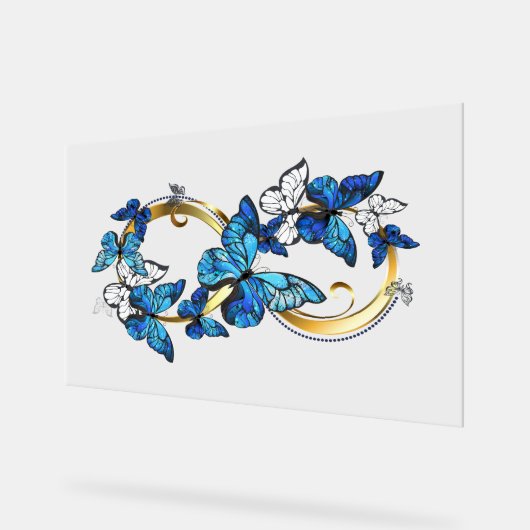Symbol Infinity of Blue Morpho Butterflies アクリルサイン (傾斜)