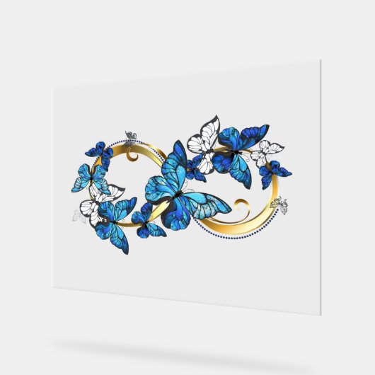 Symbol Infinity of Blue Morpho Butterflies アクリルサイン (傾斜)