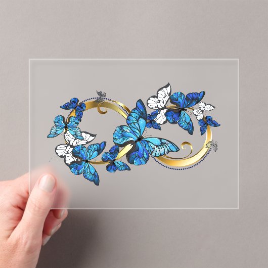 Symbol Infinity of Blue Morpho Butterflies アクリル招待状 (インサイチュ (ポータブル))
