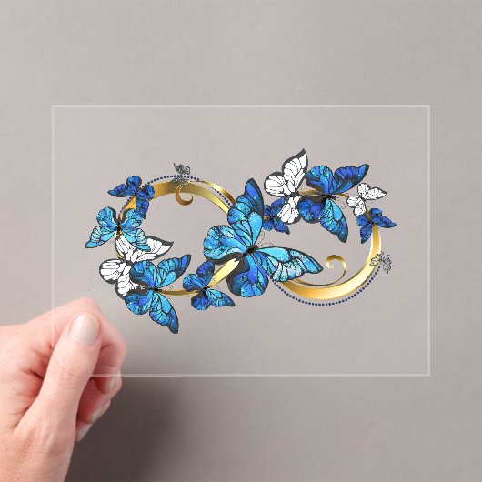 Symbol Infinity of Blue Morpho Butterflies アクリル招待状 (インサイチュ (ポータブル))