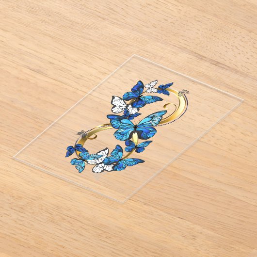 Symbol Infinity of Blue Morpho Butterflies アクリル招待状 (レイダウン)