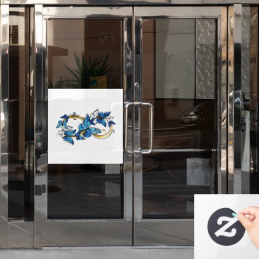 Symbol Infinity of Blue Morpho Butterflies ウィンドウサイン (オフィスドア)